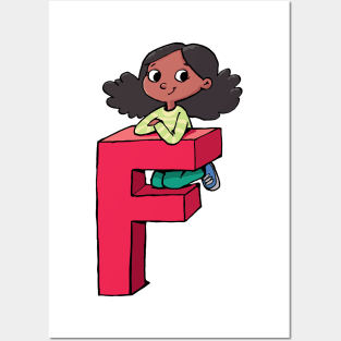 girl climbed the capital letter F Posters and Art